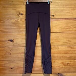 Lululemon Motionful 7/8 Tight Leggings 26" Black Cherry Purple Mesh 2 W5ARQS